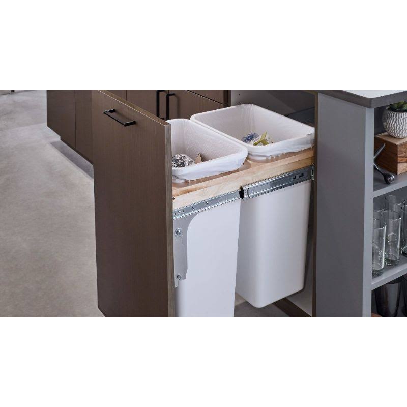 Double 35 Quart Top Mount White Waste Container H967