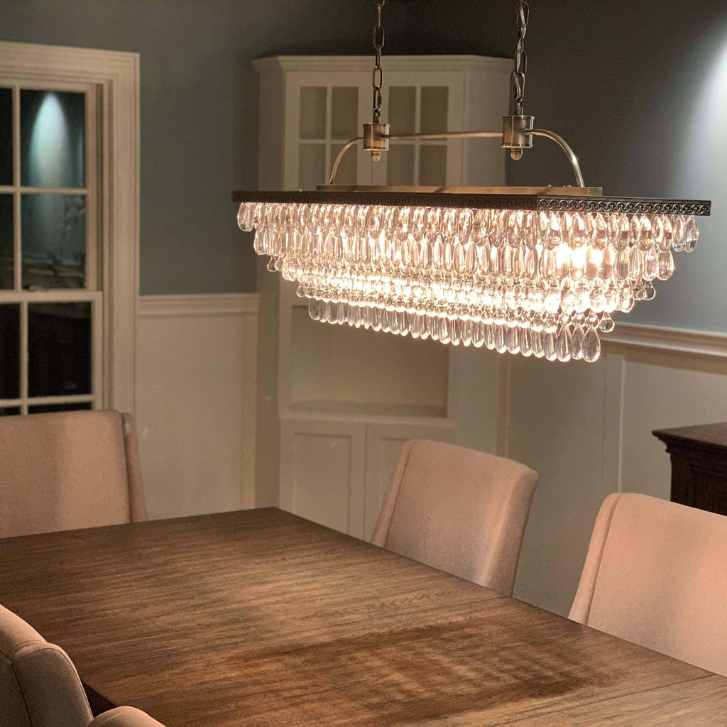 40 inch Rectangular Glass Drop Chandelier S293833