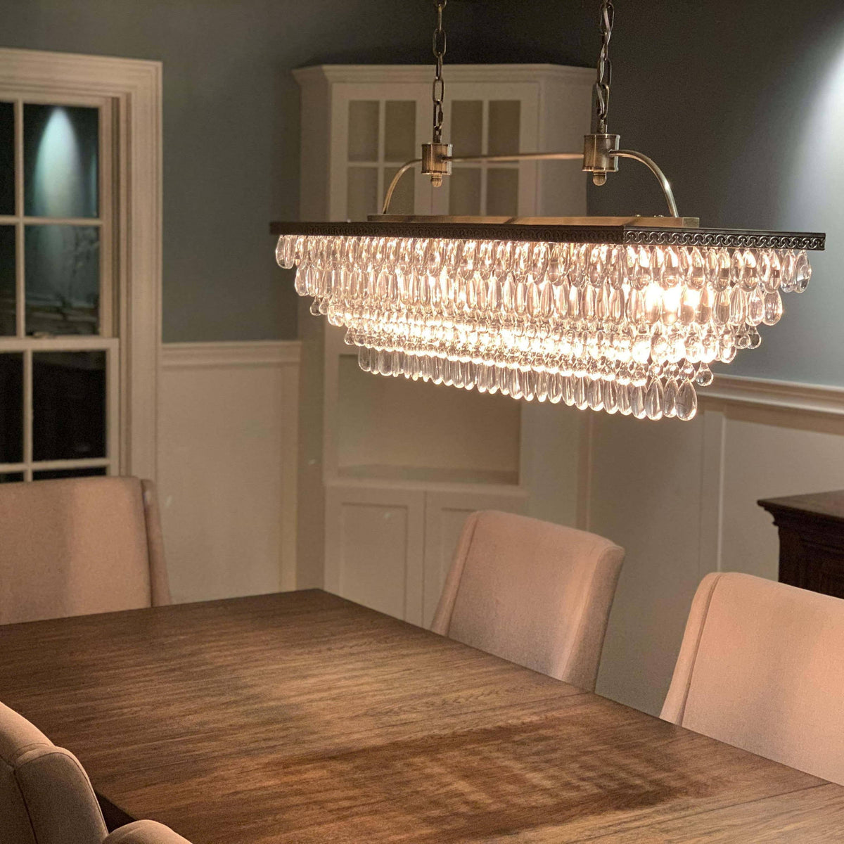 40 inch Rectangular Glass Drop Chandelier S293833