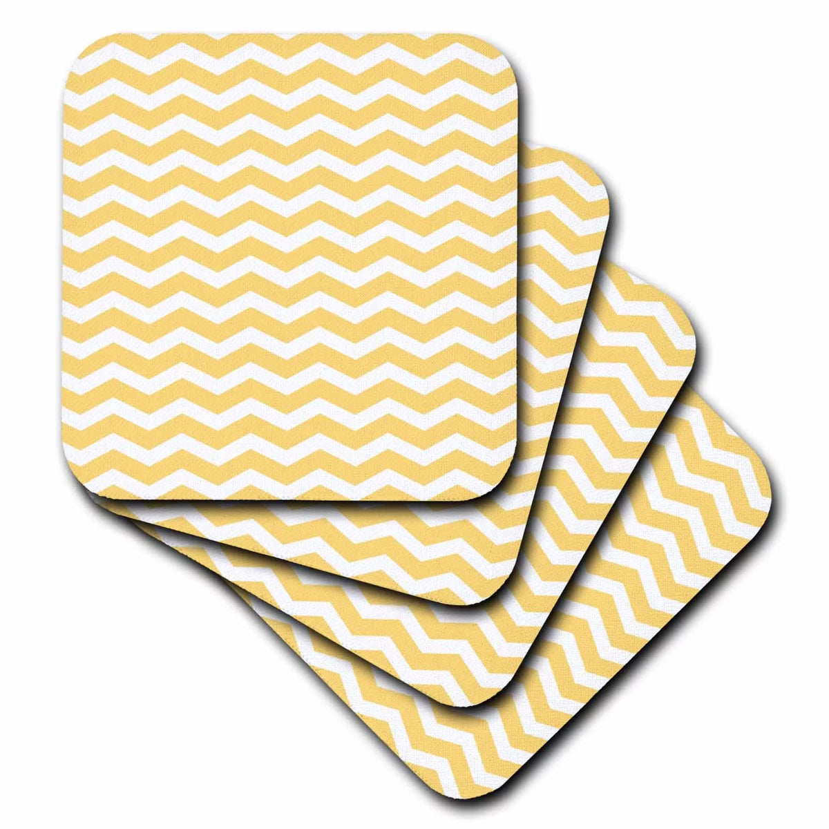 Yellow and White Chevron Zig Zag Coasters Set of 8 G4632