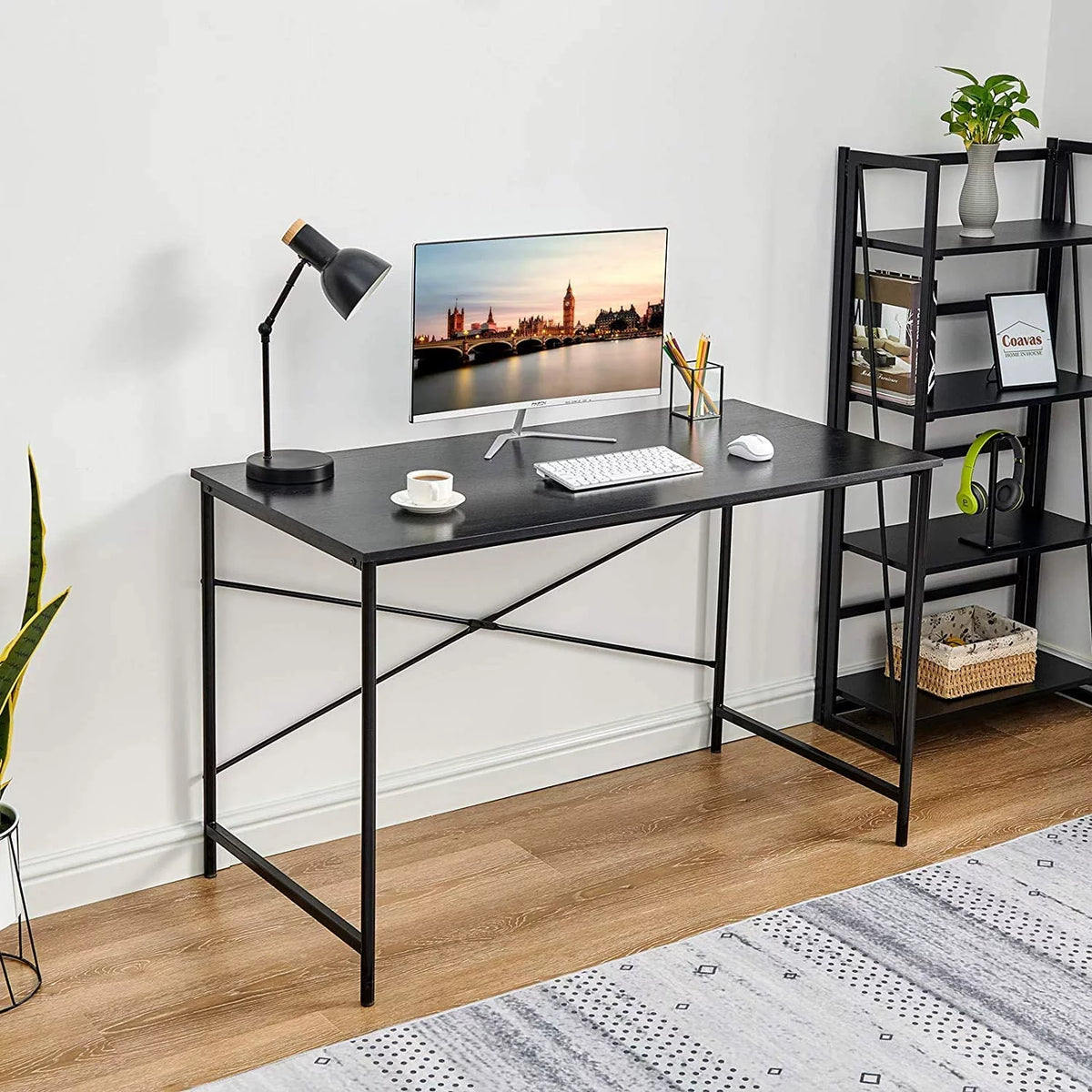 47 inch Black Computer Desk Metal Frame F610850