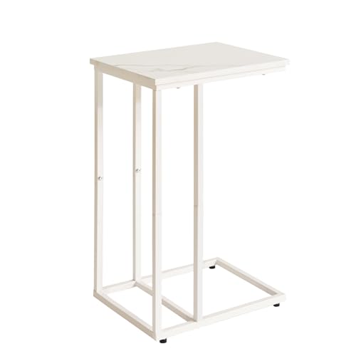 C Shaped Faux Marble Side Table Set of 2 V82309