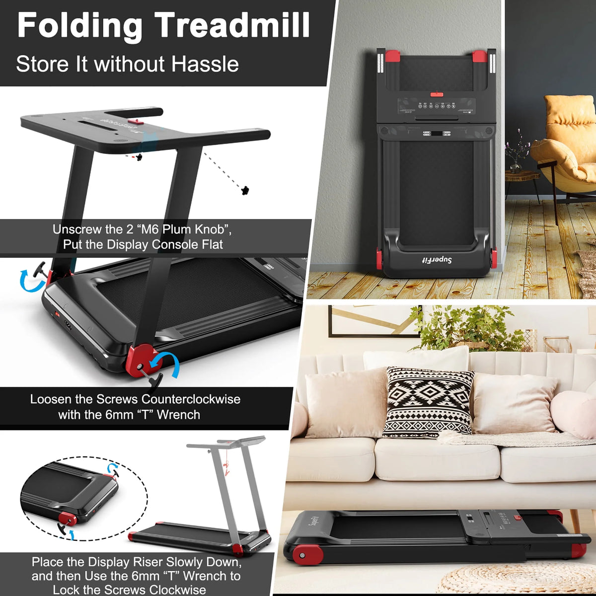 Electric Treadmill Compact Walking Running Machine I392380