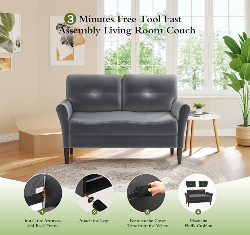 Dark Blue Velvet Loveseat Sofa N671