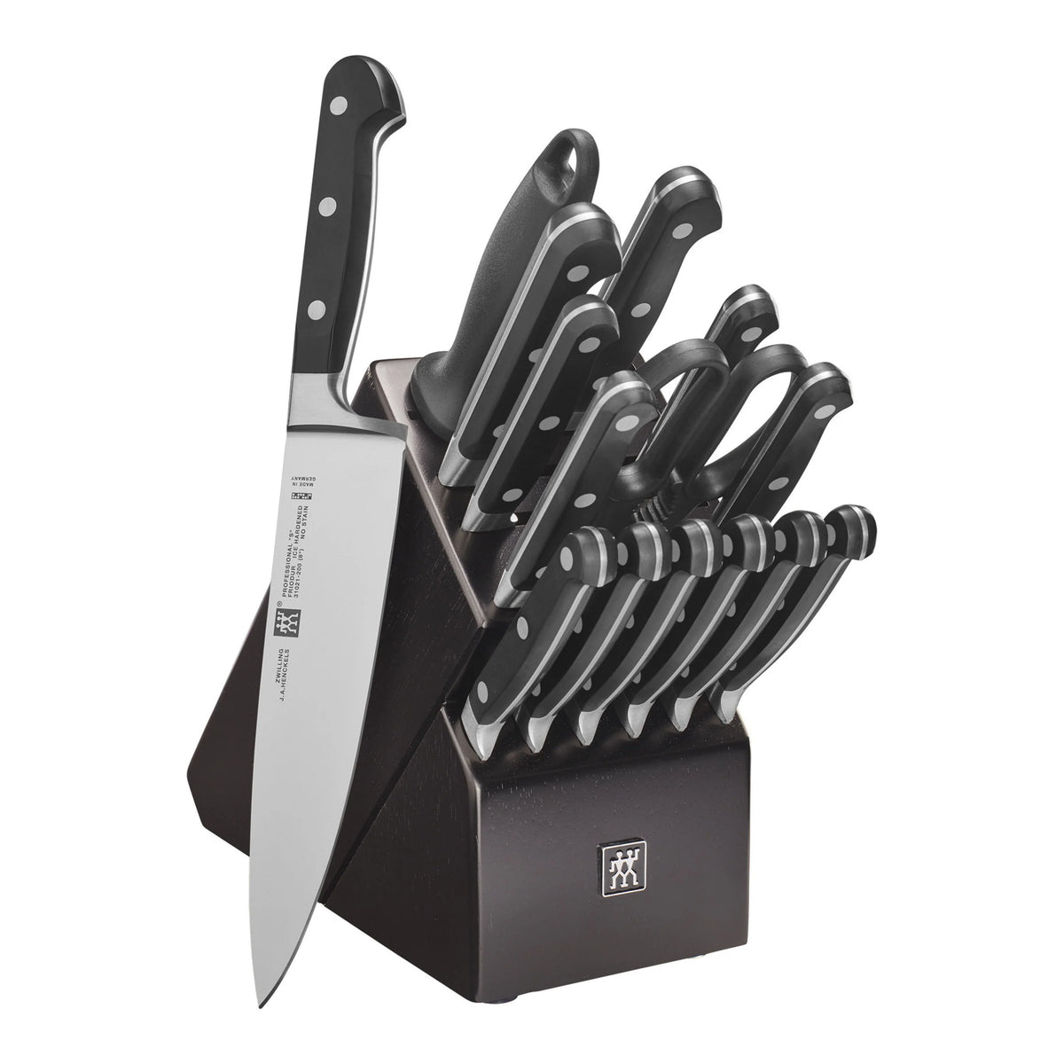 16 Pc Knife Set with Black Rubberwood Block F4493