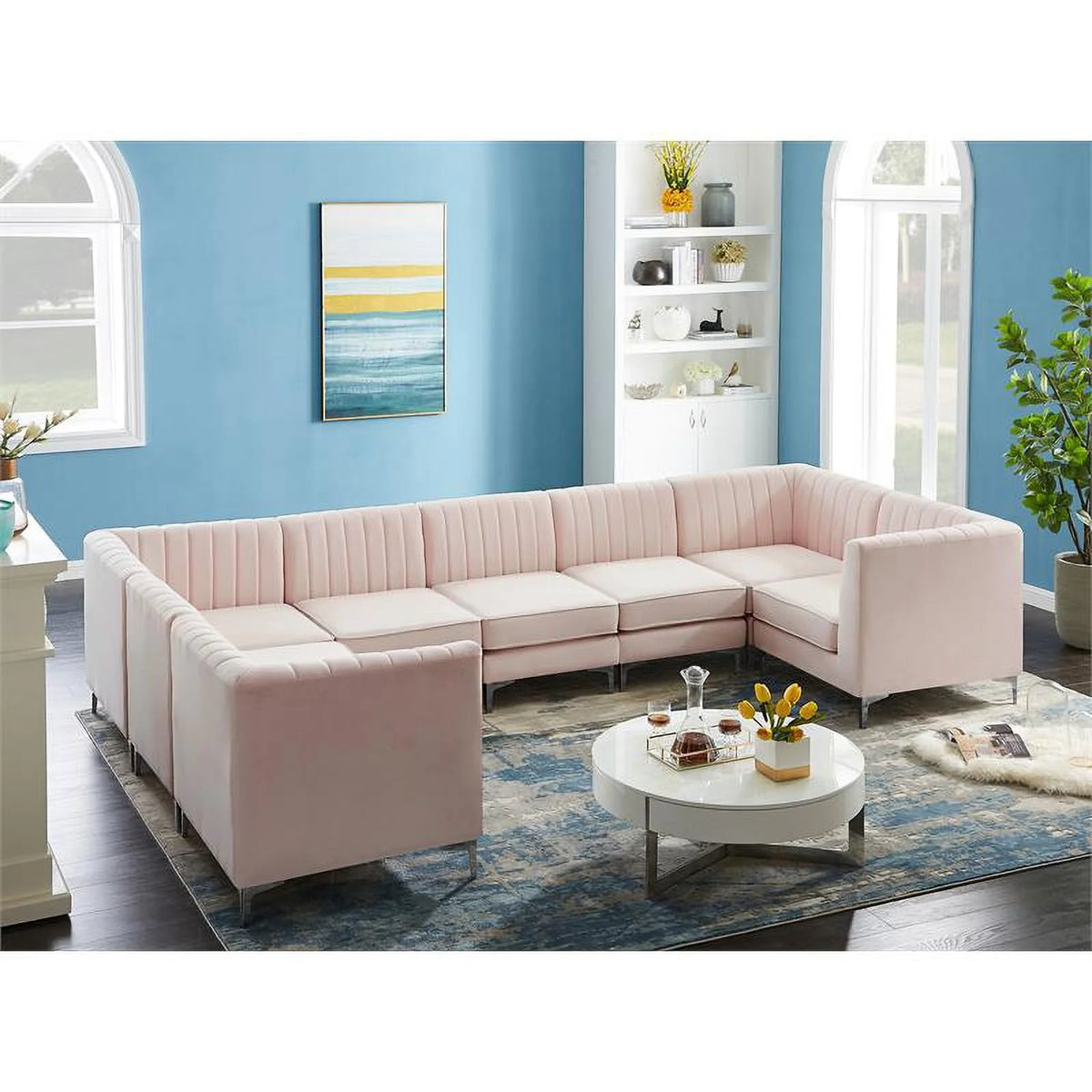 Pink Velvet Modular Sectional G80812