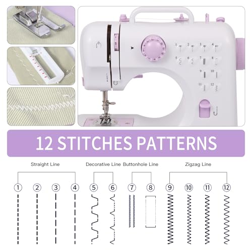 Portable Mini Sewing Machine with 12 Built-in Stitch Patterns G287