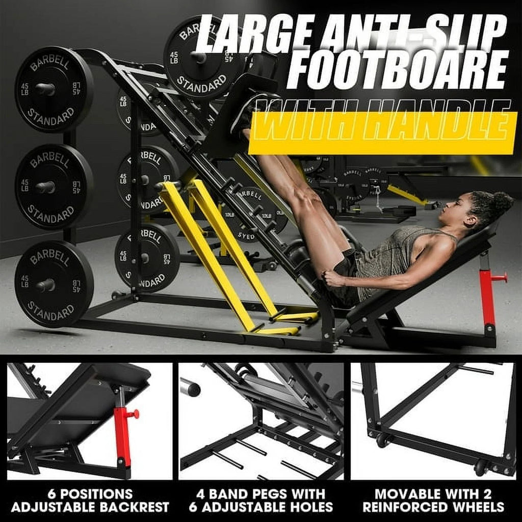 Leg Press Machine with Calf Block, 1500LBS Adjustable F842505