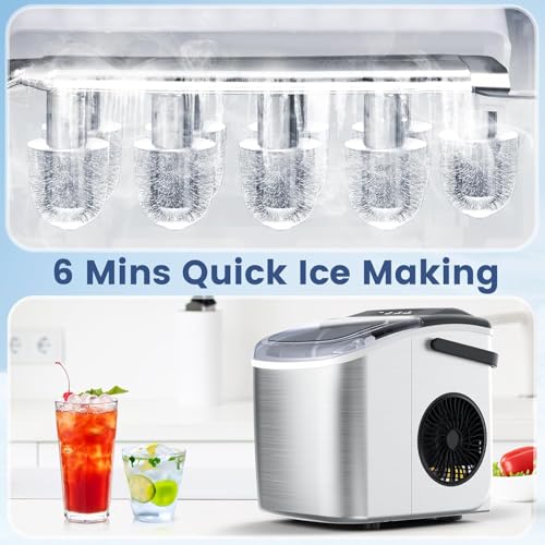 Stainless Steel Countertop Ice Maker, 26.5Lbs per Day, Portable with Auto-Cleaning Y165