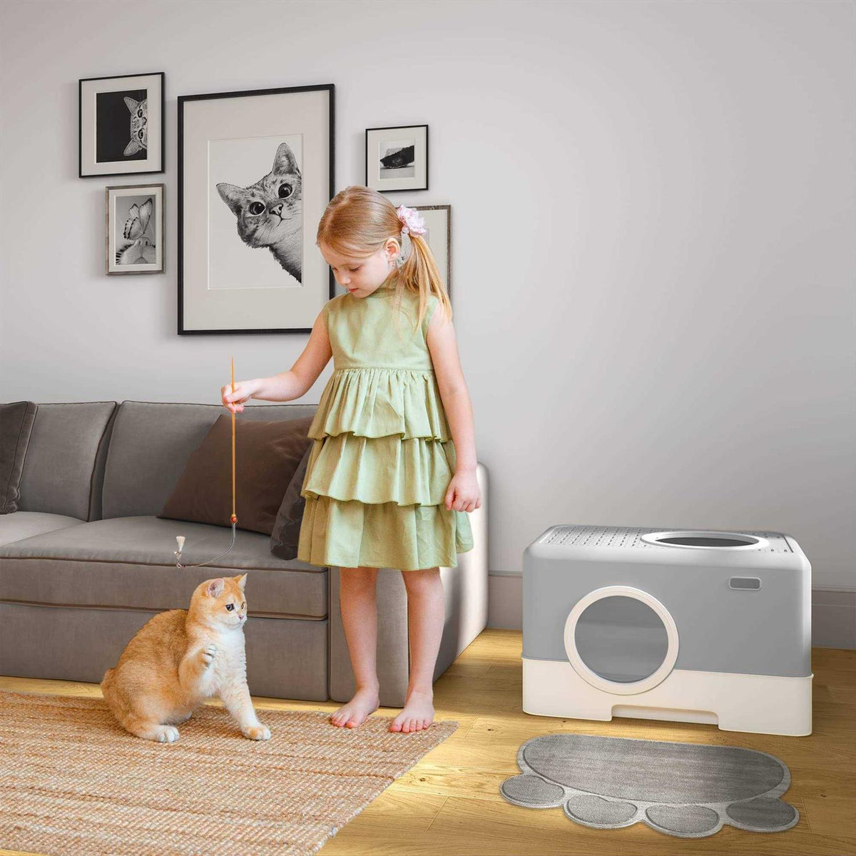 Large Enclosed Cat Litter Box with Lid Cover R997