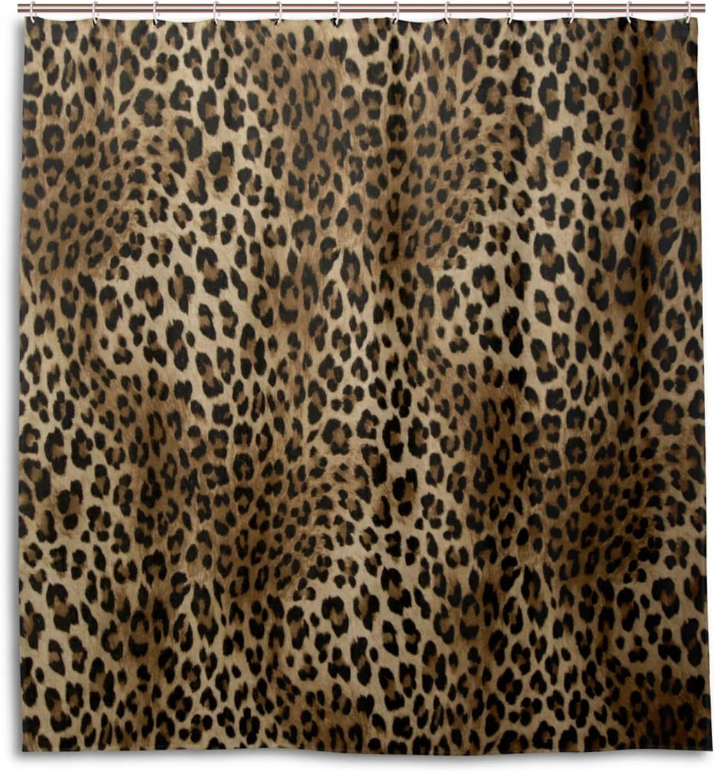 Animal Tiger Print Waterproof Polyester Shower Curtain Set with Hooks, 66 X 72 Inches O275