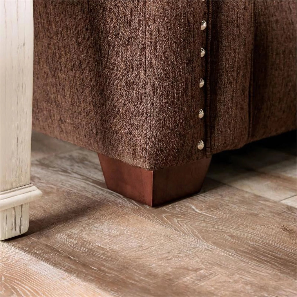 Chocolate Fabric Nailhead Loveseat K7504