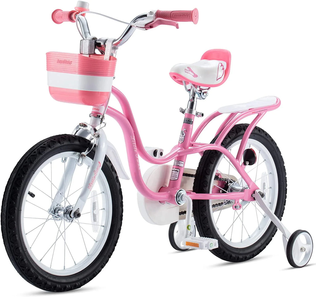 12 In. Beginner Bicycles with Training Wheels, Pink and White J637
