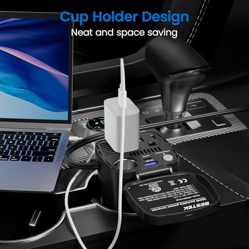 200W Power Inverter, 12V DC to 110V AC Car Plug Adapter Outlet Converter C4572
