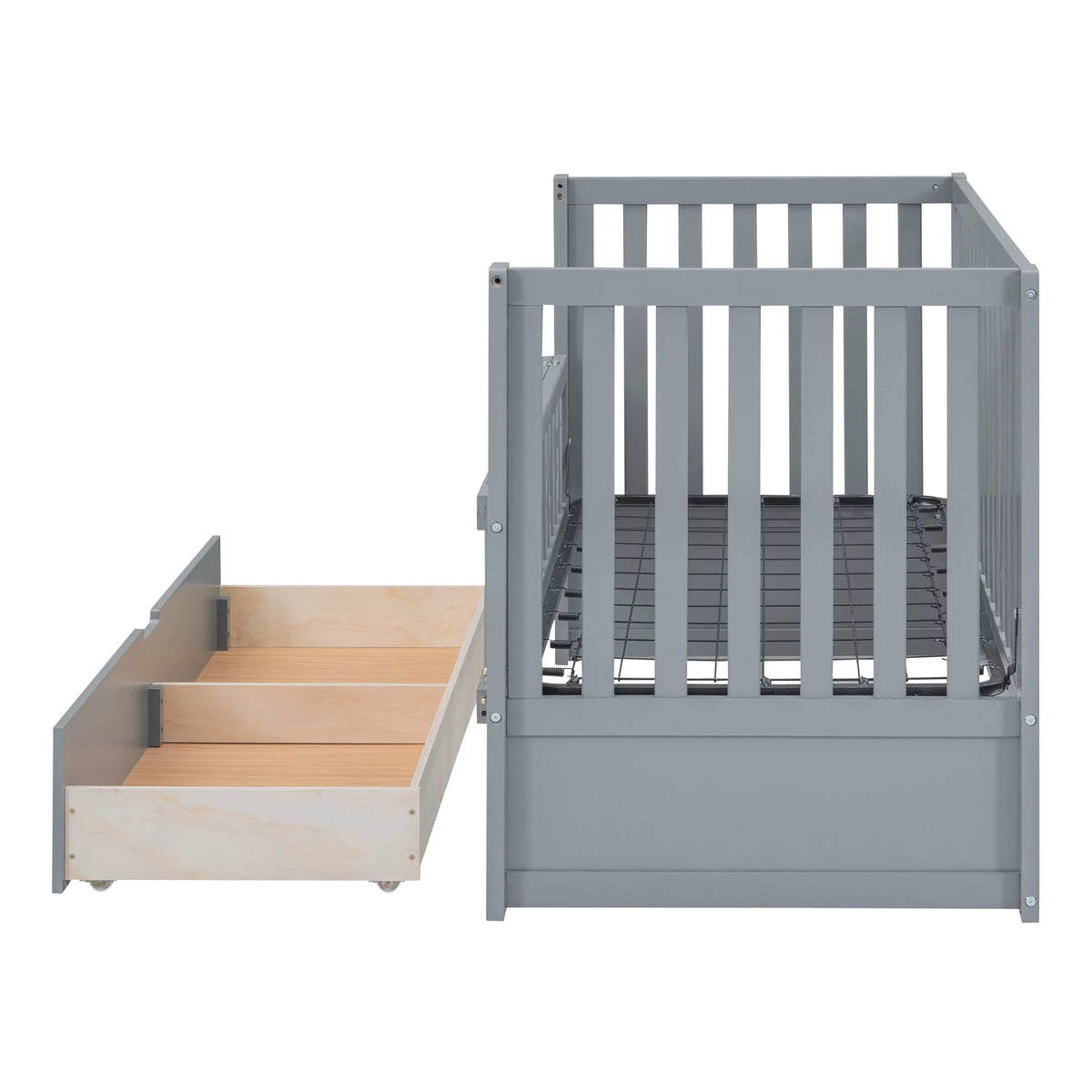 Convertible Crib with Drawer and 3 Adjustable Heights, Gray Q231