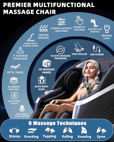 4D Full Body Massage Chair with Zero Gravity Recliner Grey Q833663