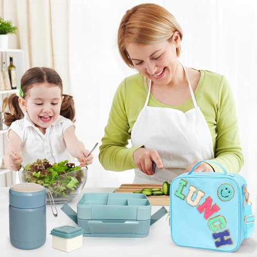 Leak-Proof 6 Compartment Bento Lunch Box Set with 10oz Thermo Food Jar and Lunch Bag W289087