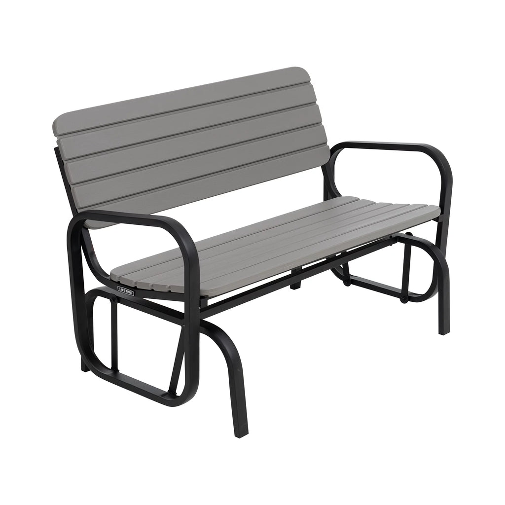 Polyethylene Outdoor Glider Bench Gray S57988