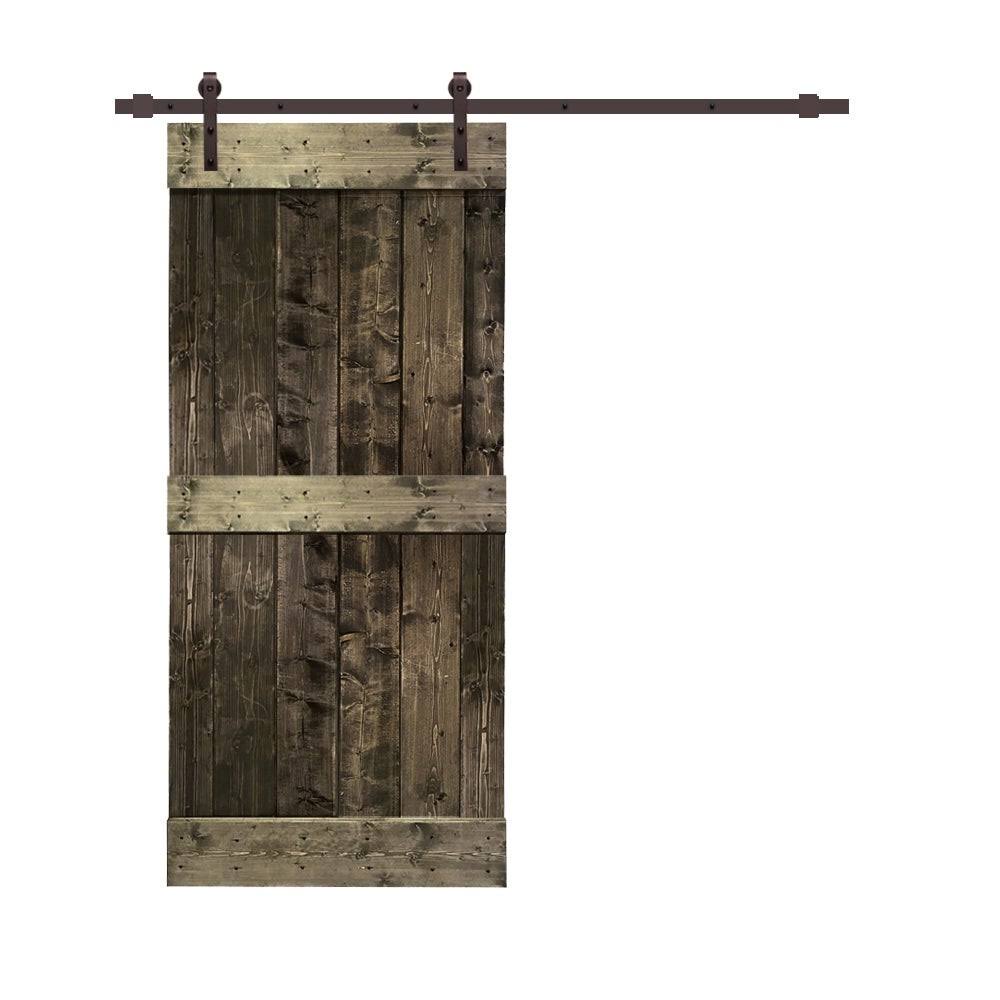 24 in. x 84 in. Stained Wood Interior Sliding Barn Door with Hardware Kit Q982