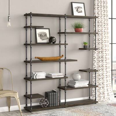 Black Industrial Mid-Century Bookcase U4195