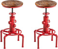 Antique Vintage Industrial Solid Wood Barstool Set of 2 X160673