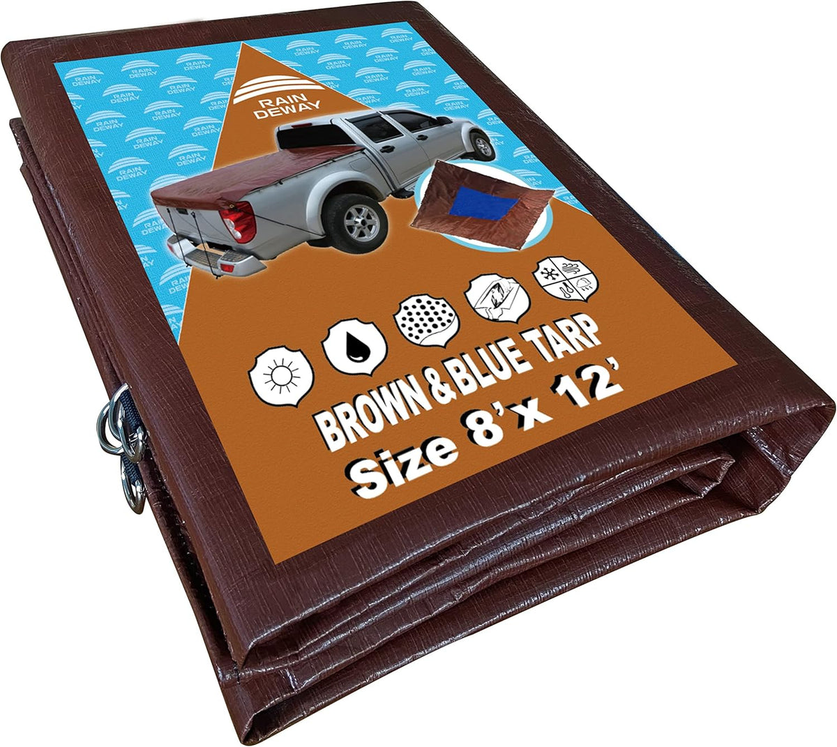 Heavy Duty Truck Bed Tarp Cover 10x12 Feet with Grommets I9423