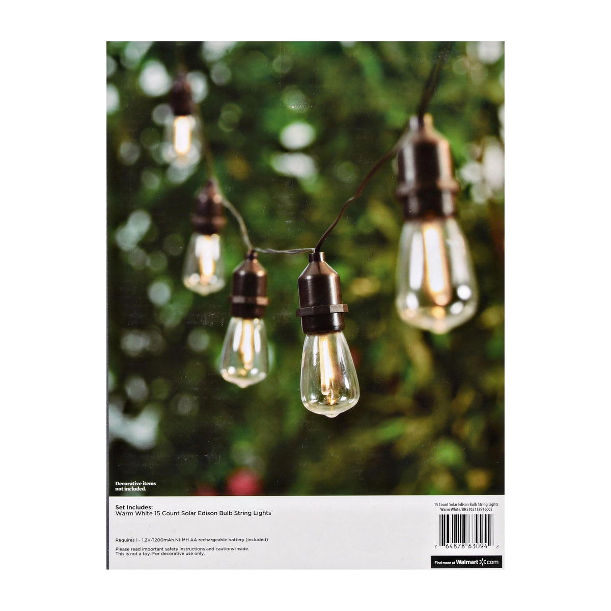Solar Powered Edison Outdoor String Lights R44661