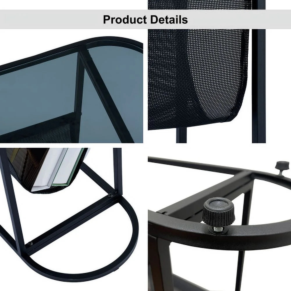 Oval Glass Side Tables with Magazine Organizer J49635
