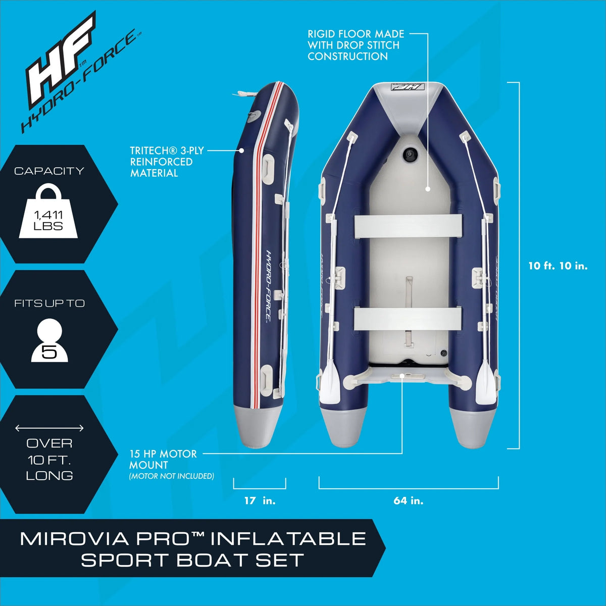 Inflatable 5 Person Water Raft Boat Set D157068