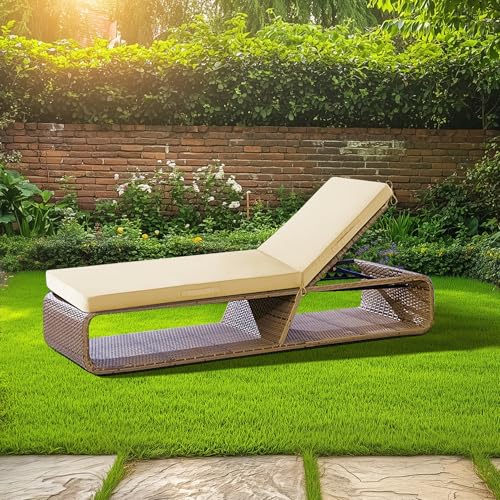 Waterproof Outdoor Chaise Lounge Cushion with Ties M225484