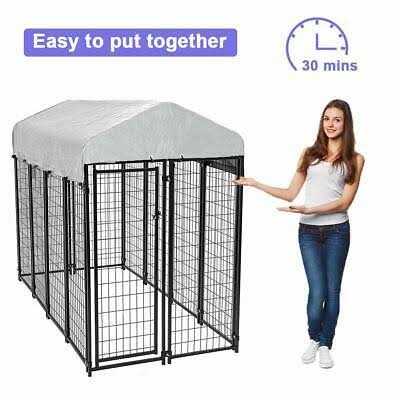 8 x 4 x 6 ft Heavy Duty Metal Dog Kennel D94282