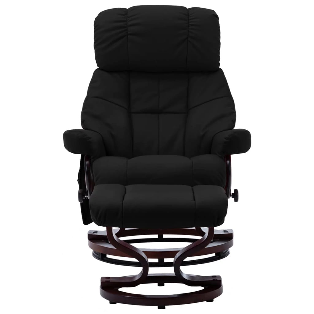 Black Faux Leather Massage Recliner with Ottoman S97131