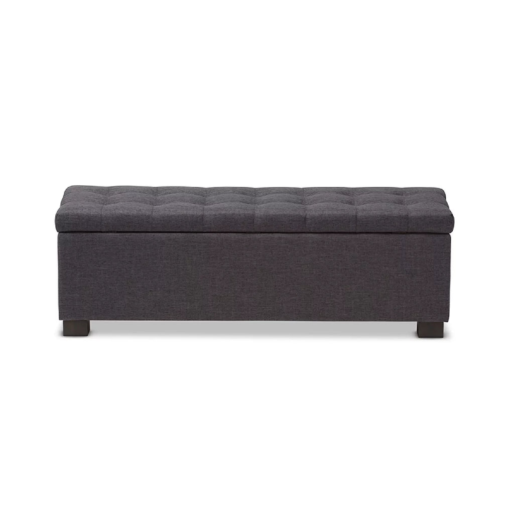 Dark Grey Fabric Storage Ottoman Bench N44526