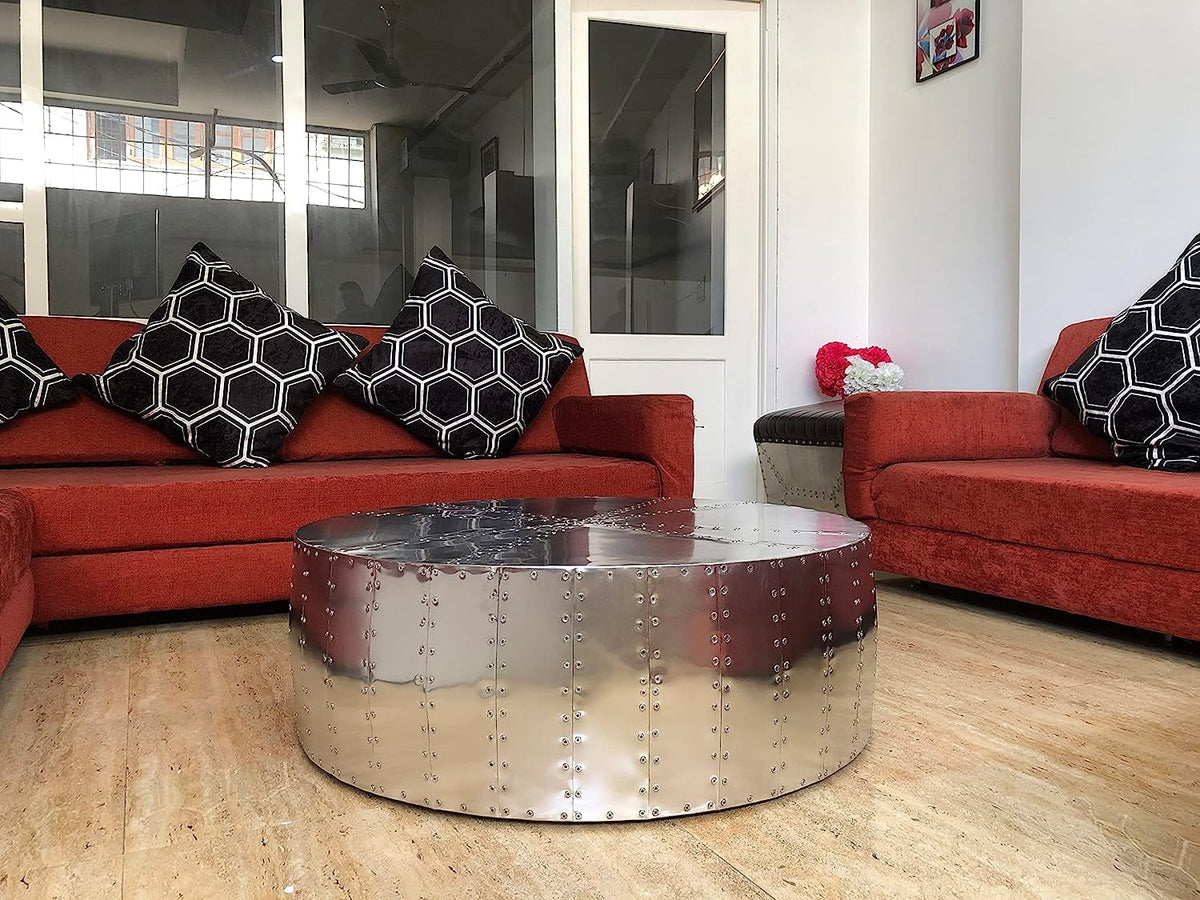 Aluminum Drum Shaped Coffee Table 40 inches B5536