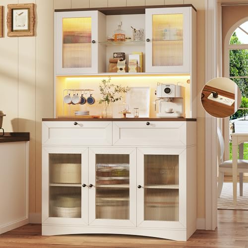 White Kitchen Pantry Cabinet with Acrylic Doors E37989