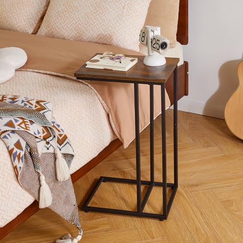 C Shaped Faux Marble Side Table Set of 2 V82309