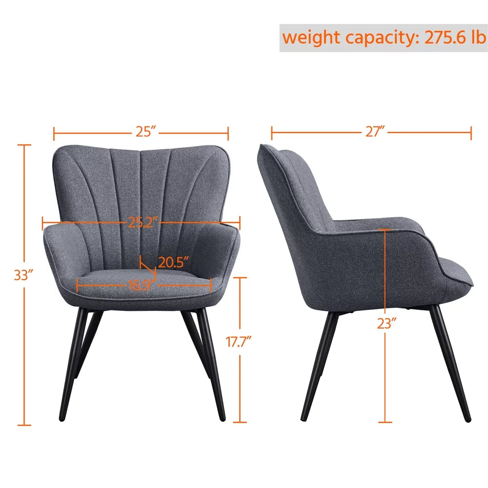 Gray Upholstered Fabric Wingback Armchair O621