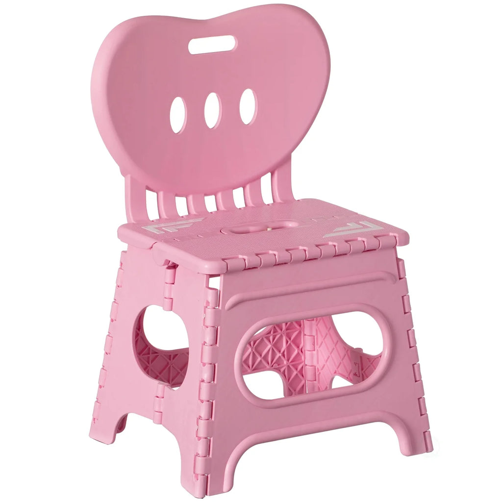 Foldable Step Stool with Back Support and Handle, Green E912