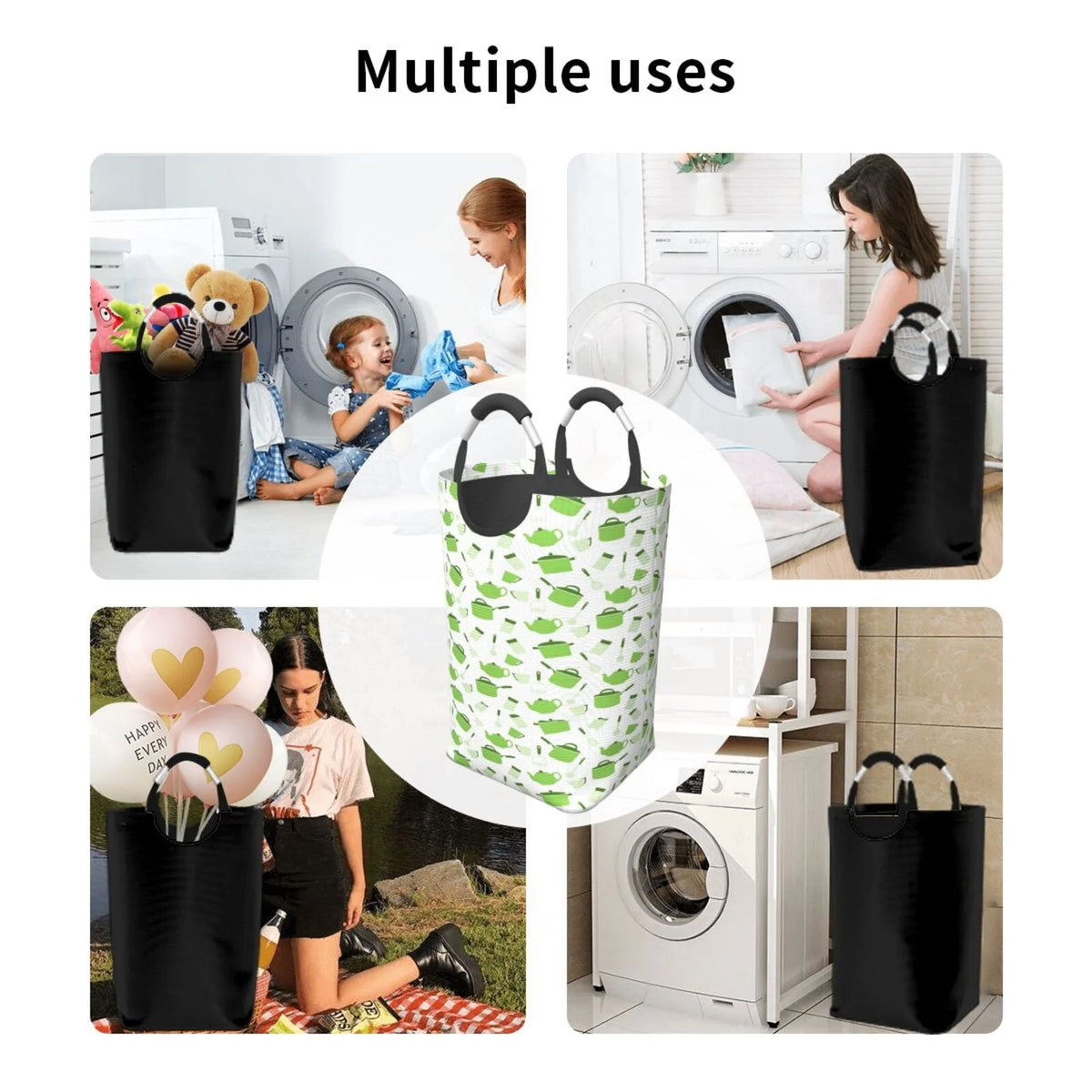 Large Canvas Fabric Collapsible Laundry Hamper T75798