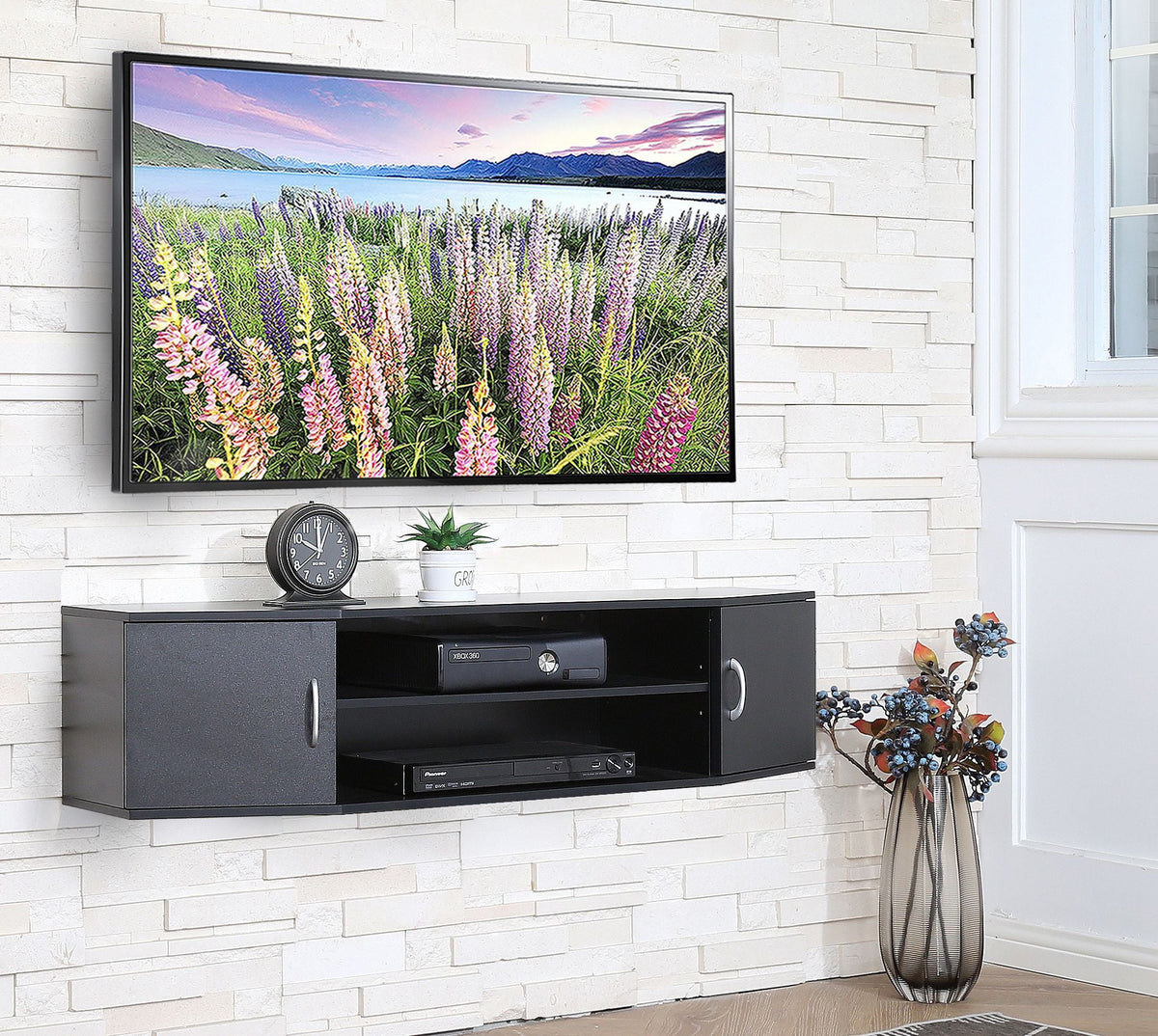 Wall Mounted TV Media Console Floating Desk Storage Hutch H6770