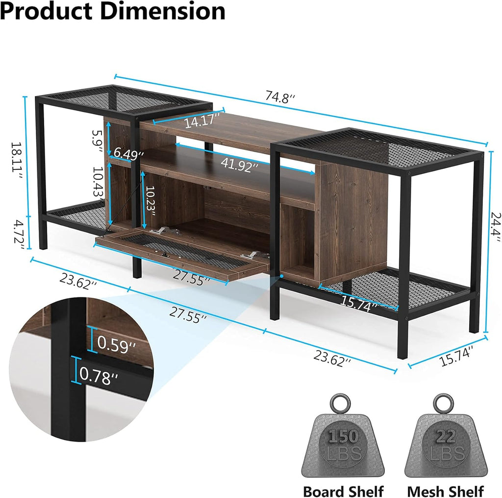 75 Inch TV Stand with Storage and Shelves J401