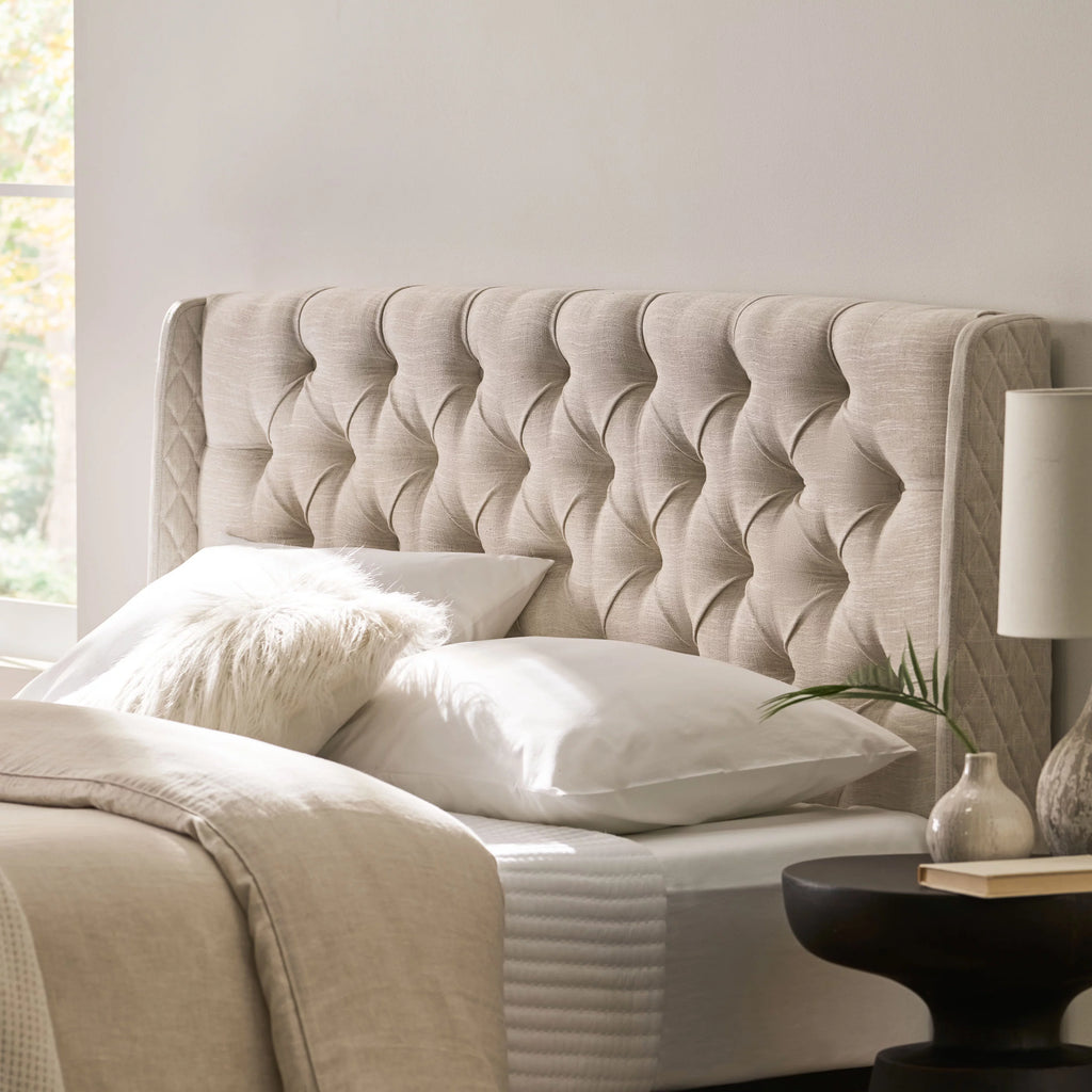 Full/Queen Tufted Wingback Fabric Headboard Q858976