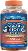 Omega-3 Wild Alaskan Salmon Oil 1000mg 210 Softgels Pack of 2 Y61598