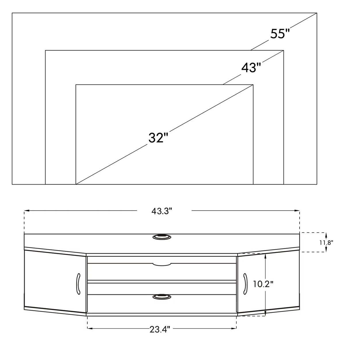 Wall Mounted TV Media Console Floating Desk Storage Hutch H6770