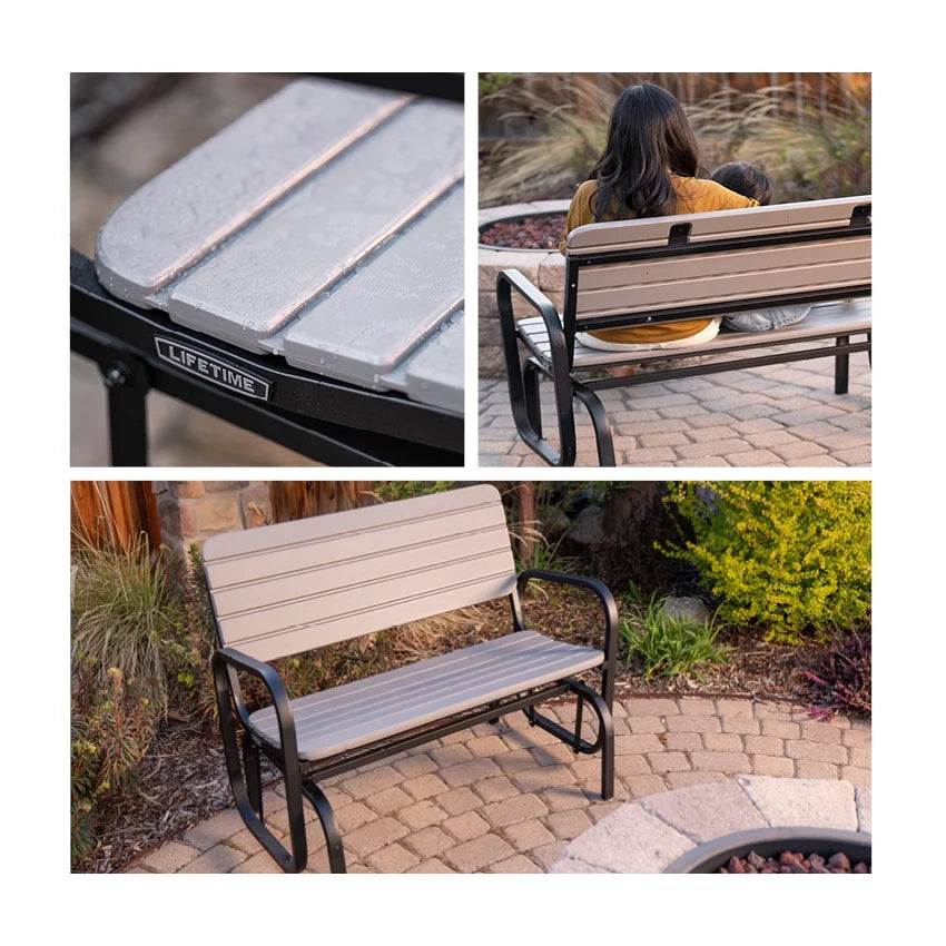 Polyethylene Outdoor Glider Bench Gray S57988