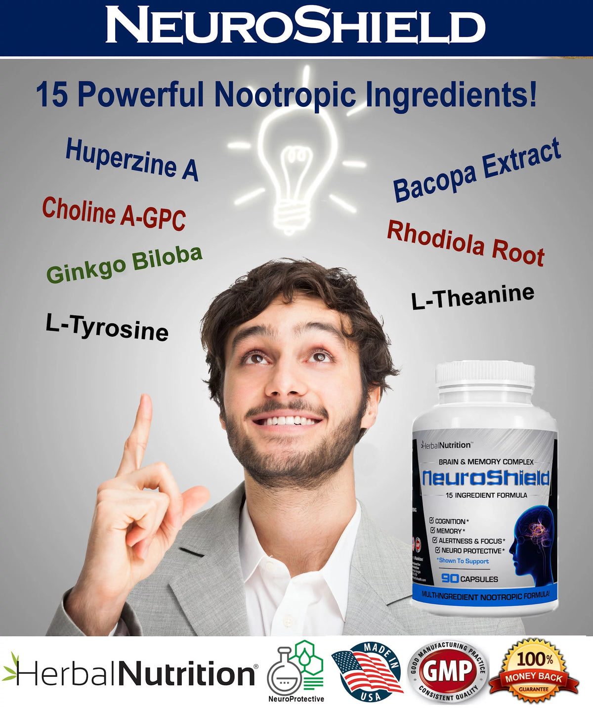 Bacopa Huperzine-A Brain Booster Supplement D577