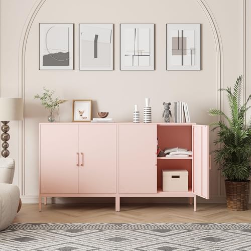 Black Metal Storage Cabinet with Adjustable Shelves F493