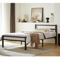 Metal Platform Bed Frame with Headboard and Footboard, Twin, Matte Black N365
