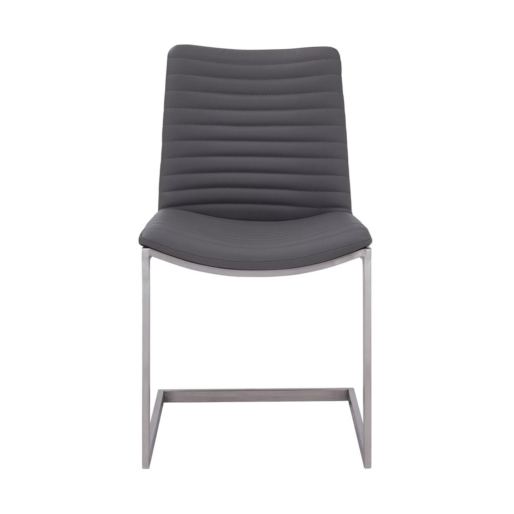 Gray Faux Leather Dining Chair Set of 2 J32644
