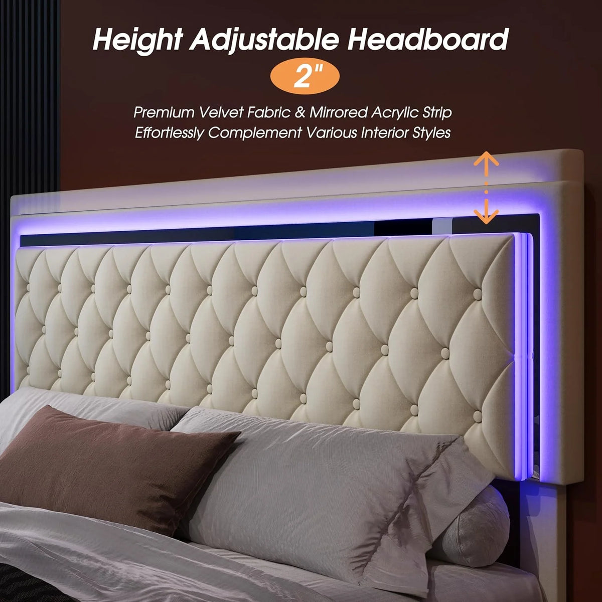 Queen Size Velvet Upholstered Platform Bed with Storage Drawers F295